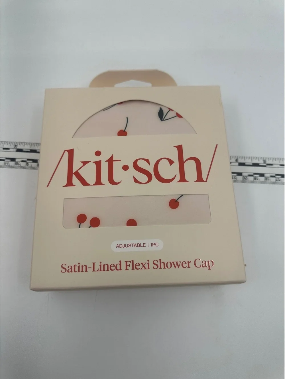 Kitsch, Cherry Print Satin-Lined Flexi Shower Cap, One Size msrp 24